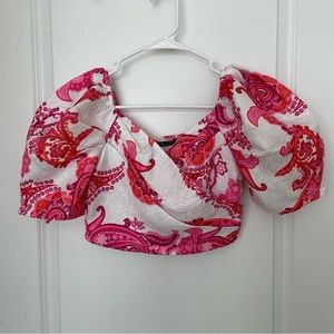 SHEIN VCAY Puff Sleeve Crop Top